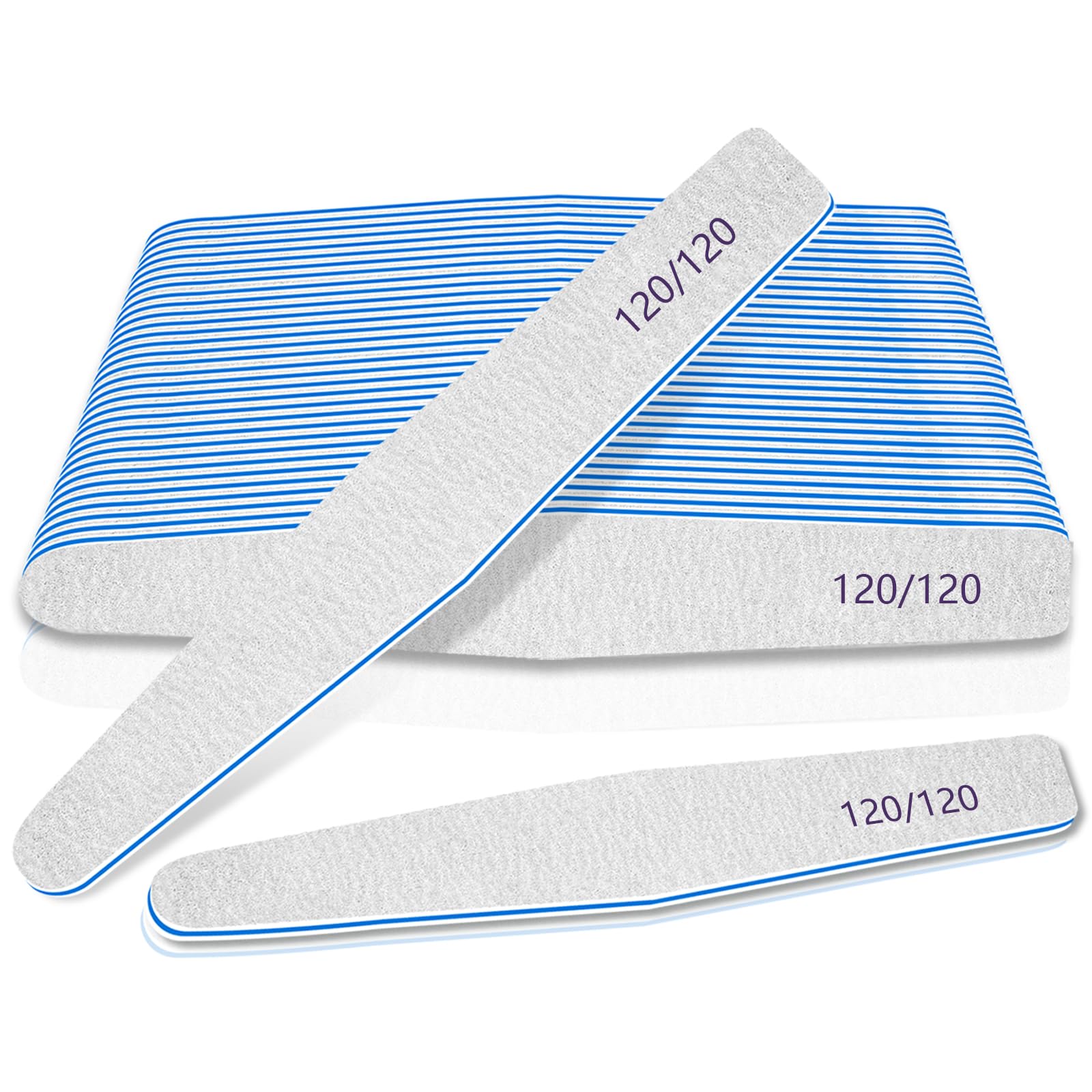 Photo 1 of 120/120 Grit, 12pcs Nail File for Poly Nail Extension Gel Emery Boards, for Acrylic Nails Coarse for False Nails Manicure Pedicure Tools for Home Salon