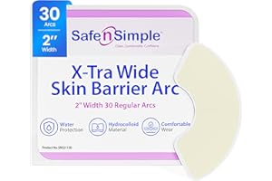 Safe n' Simple Extra Wide Skin Barrier Arc - 2'' 30 Count Ostomy Barrier Strips - Barrier Ring - Hydrocolloid Skin Barrier Strips Accessories for Colostomy-Ileostomy-Stoma Supplies