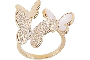Gleamique Sparkling Zirconia Ring, Three Butterflies Ring