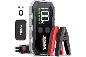 YUSMAN Car Jump Starter, 6000A 12V Jump Battery Pack (8.0 Gas/6.0L Diesel), Portable Jump Starter with Display, Car Jump Starter with Extended Smart Cables, Quick Charge 3.0, LED Light