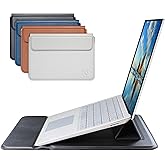 Color Silver Slim Laptop Sleeve PU Leather Case Water Shock Proof 14-15.6” Magnetic Closure Adjustable Stand Mouse Pad Lightweight Thin Fit Portable Notebook Lenovo 14 inspiron 15" NOT for 11-13.3"