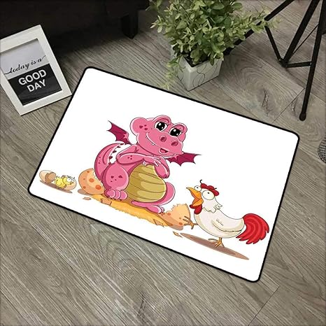 Amazon ドアマットw31x L47インチジュラ紀の装飾 卵から出た鶏と赤ちゃんの恐竜の羽のイラスト子供用プリントお手入れが簡単 折りたたみが簡単 滑り止めドアマットカーペット 75x45cm 玄関マット オンライン通販