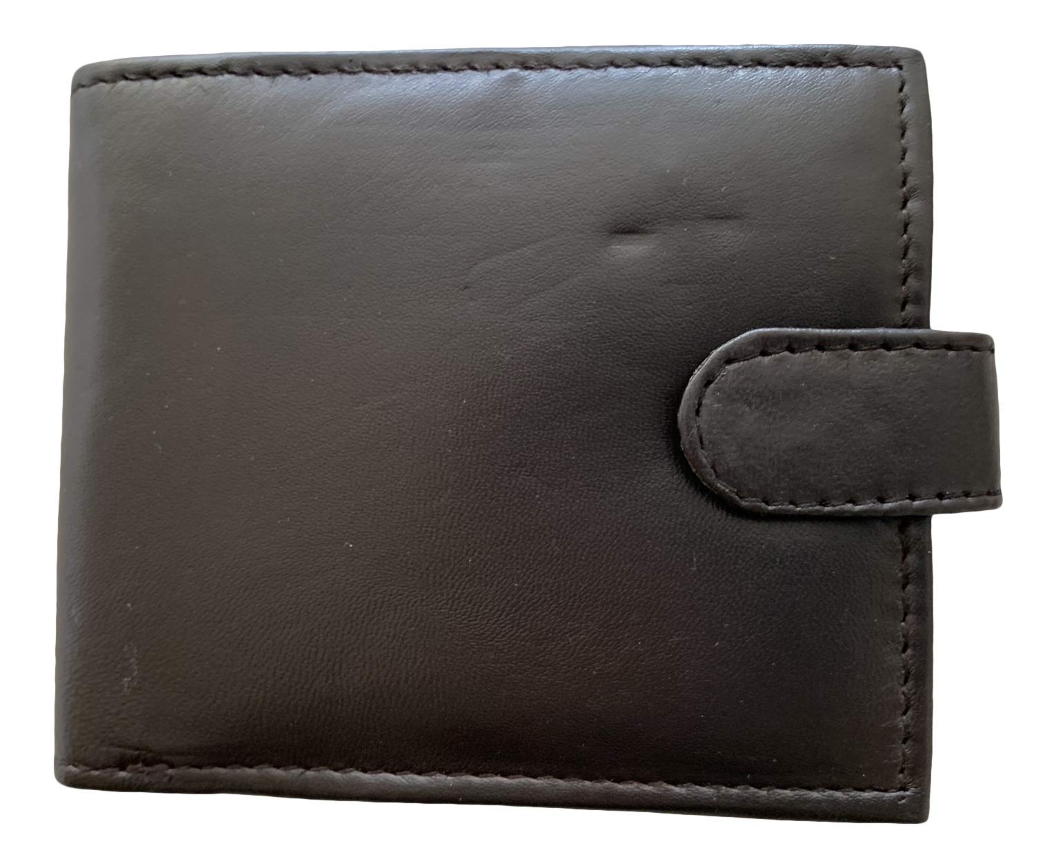 RFID Blocking Mens Soft Leather Wallet with Back Zip Compartment 11cm x 9.5cm x 1.5 cm - Brown