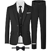 WULFUL Boys' Formal Suit Set,Slim Fit Blazer Dress Shirt Pants with Bow Tie 6-16 Years