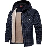 INVACHI Men's Long Sleeve Sherpa Lined Shirt Jacket Flannel Plaid Fleece Coats