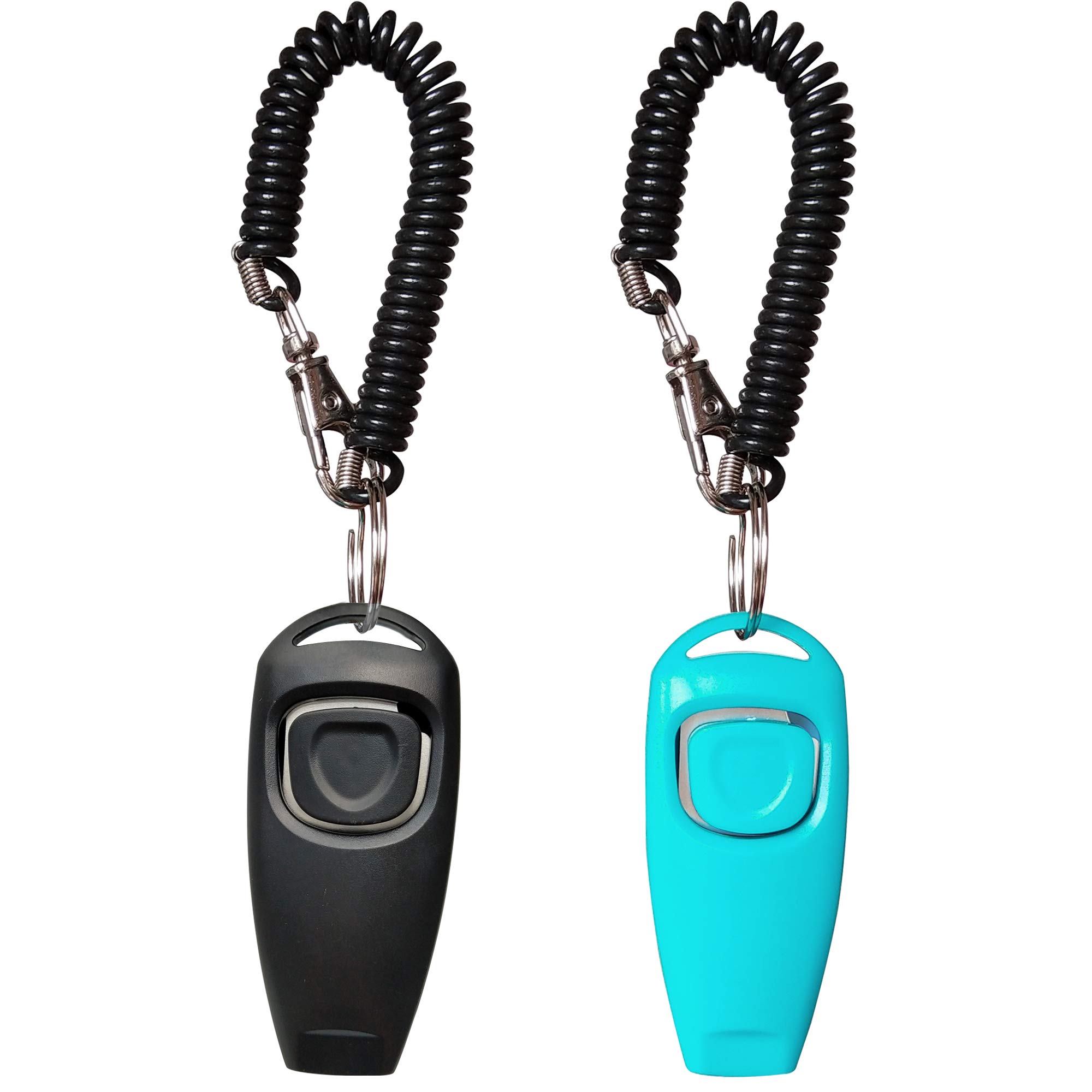 NewNewStar Pet Training Clicker Whistle with Wrist Strap - Dog Training Clickers (Black + Blue)