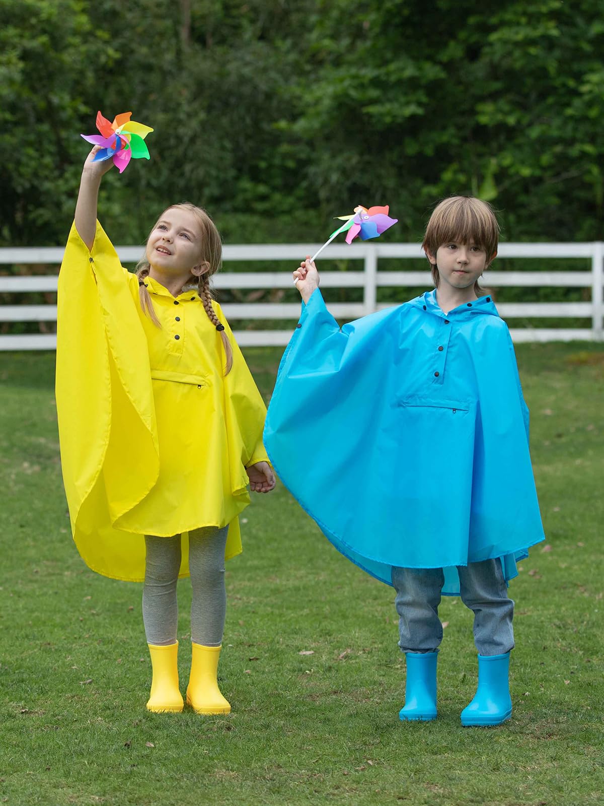 SaphiRose Lightweight Kids Rain Poncho Jacket Waterproof Outwear Rain Coat