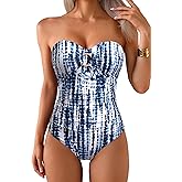 Daci Womens One Piece Swimsuit Tummy Control- Moderate Coverage Bathing Suit 2025 Bandeau Strapless Swimwear