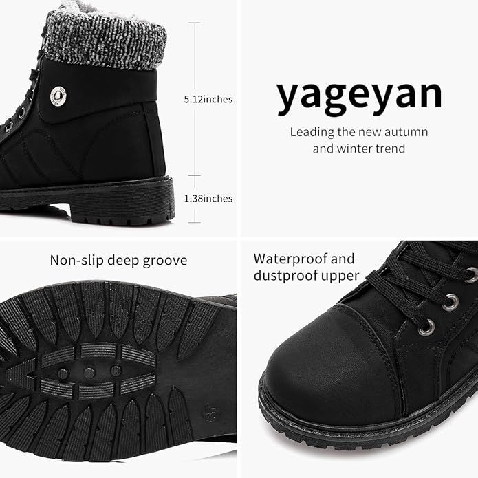 Yageyan Waterproof Booties Anti Slip Leather
