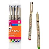 SAKURA Pigma Micron Fineliner Pens, 01 Tip, Assorted Colors, 16 Count | Color Pen Set for Drawing, Illustration and Journaling, Archival Colored Ink, Waterproof and Fade-Resistant