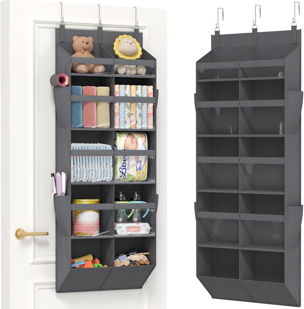 Lifewit Over the Door Storage 10-Section Clear Organizer 40 lb Load Grey