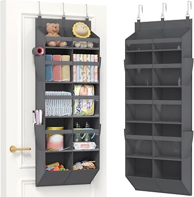 Lifewit Over the Door Storage 10-Section Clear Organizer 40 lb Load Grey