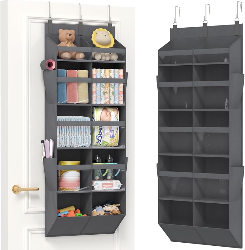 Lifewit Over the Door Storage 10-Section Clear Organizer 40 lb Load Grey