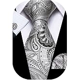Barry.Wang Paisley Tie Fashion Set Hanky Cufflinks Neckties for Men Woven Silk