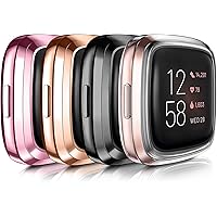 4 Packs Screen Protector Case Compatible with Fitbit Versa 2, Soft TPU Plated Bumper Full Cover Cases for Versa 2…