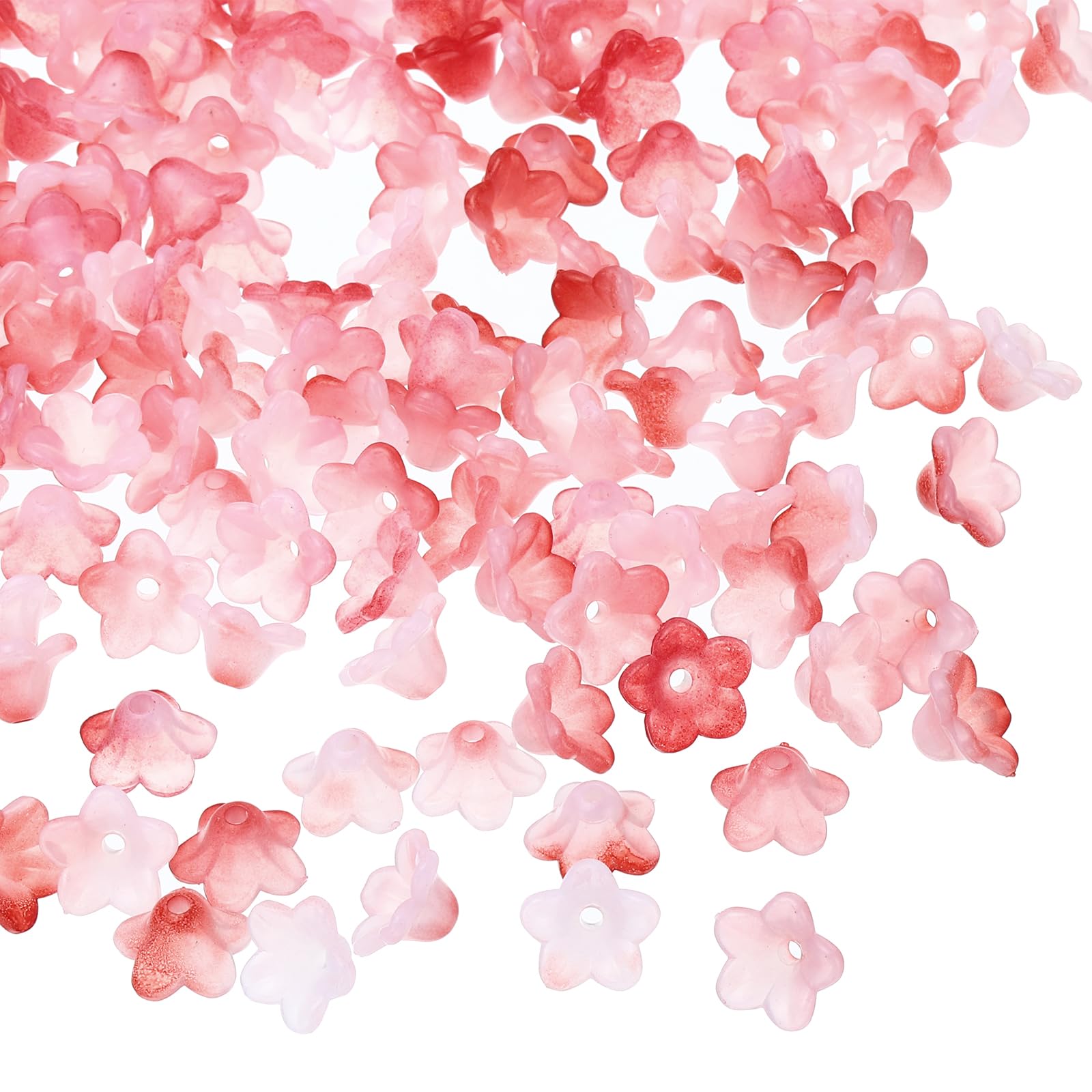 PATIKIL 0.3x0.5 Frosted Flower Beads, 300Pcs Acrylic Trumpet Flower Beads for Bracelets, Earrings, Necklaces, Jewelry Making and DIY Crafts, Red