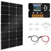 100W Monocrystalline Solar Panel Kit with 20A PWM Controller - 12V/24V High Efficiency Solar Panel for RV, Boat, Cabin, Off-Grid System