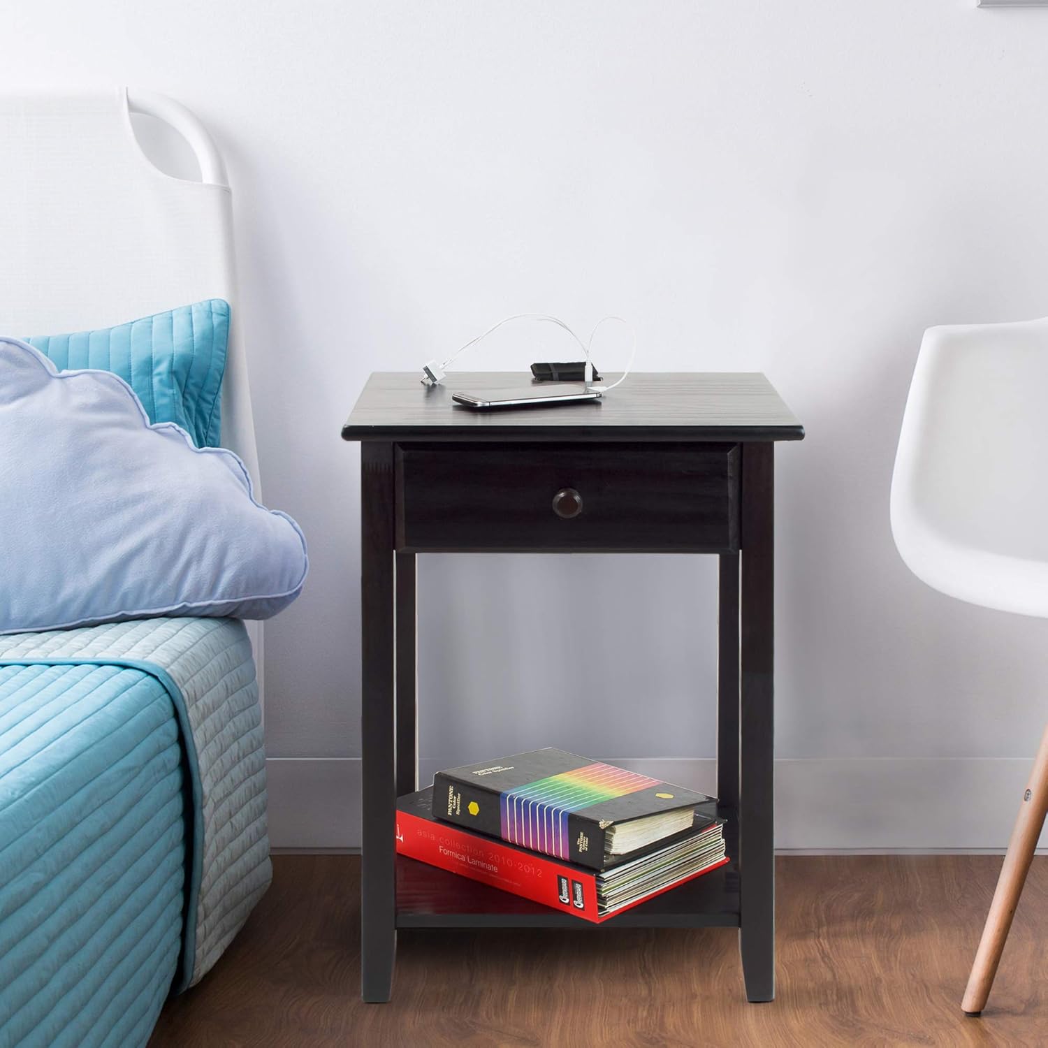 Casual Home Night Owl Nightstand with USB Ports-Espresso: Furniture & Decor
