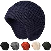 NAHOSY Beanie Hat with Earflap for Men Women, Soft Warm Knit Skull Caps Unisex Fashion Outdoor Winter Hats