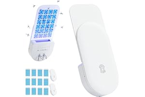 TIENBE Flying Insect Trap, 2 in 1 Indoor Plug-in Fruit Fly Trap, 2 Trap White and 12 Glue Cards, Fruit Fly Traps for Gnat, Mo