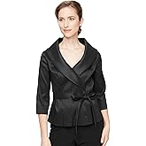 Alex Evenings Womens Stretch Taffeta 3/4 Sleeve Formal Blouse, Special Occasion Dress Shirt