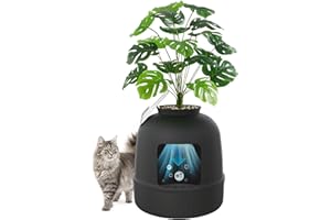 Lifewit Cat Litter Box, Litter Box with Faux Plant & Scoop, Cat Litter Box Enclosure in Living Room, Bedroom, Corner, Hidden 