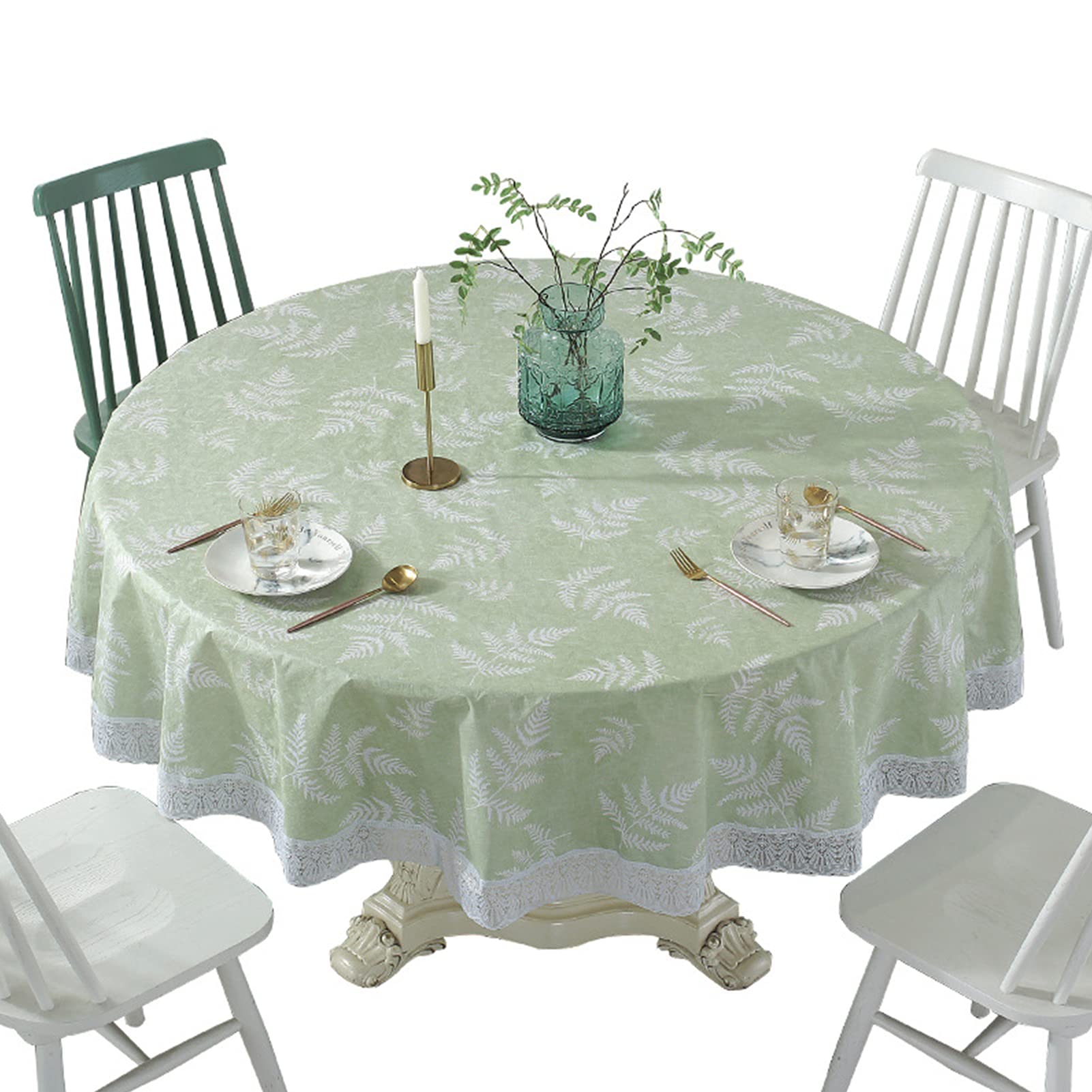 Table Cloth Waterproof, PVC Plastic Tablecloth, Round Tablecloths for Circular Table Wipe Clean Garden Tablecloth (A, 180cm/70in)