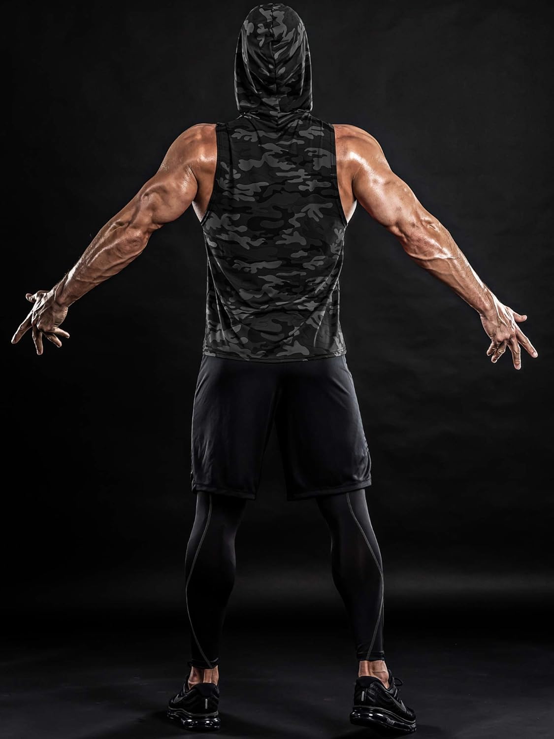 DRSKIN 1~2 Pack Men's Hooded Tank Tops Bodybuilding Muscle Cut Off T Shirt Sleeveless Gym Training Hoodies Workout Dry: Clothing
