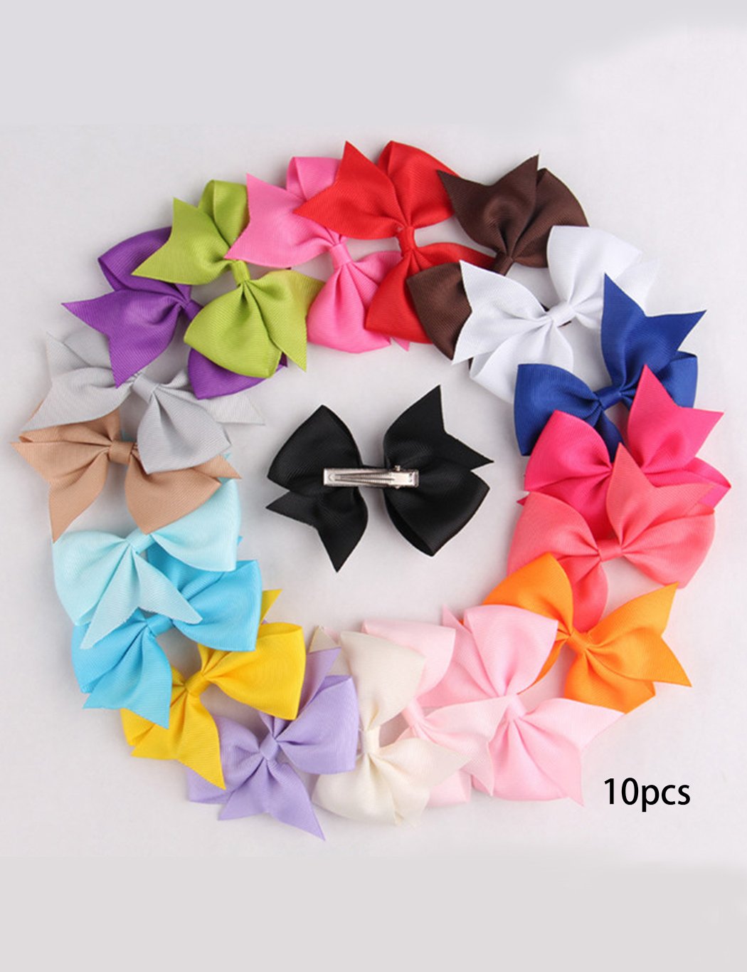 Angoo Beauty 10pcs Girls Ribbon Bow Hair Clip Kids Alligator Clips Party Hair Accessories Facial Hair for Baby Girl Toddlers Kids(Multicolored)