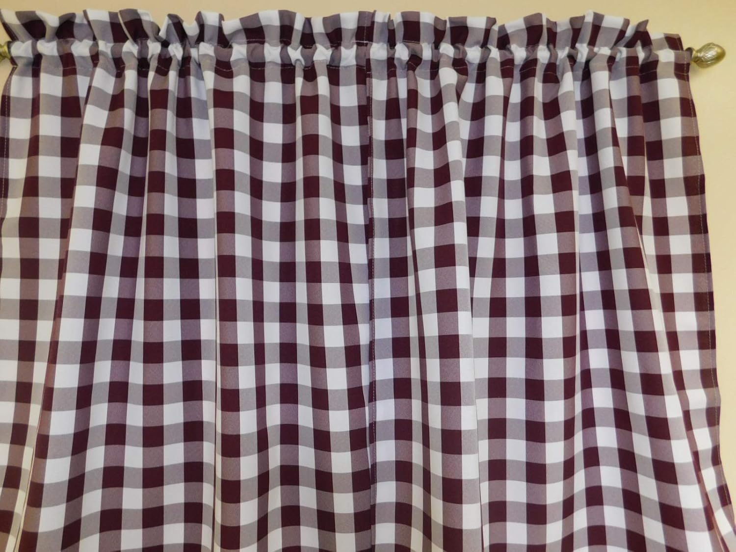 Amazon Com Burgundy Maroon And White Curtain Gingham 2 Panels