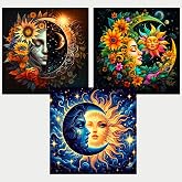 Axquilon 3 Pack Sun and Moon Diamond Art Kits for Adults 12x12inch | Diamond Painting Kits for Adults, 5D Round Full Drill Gem Art Paint by Diamonds Pictures DIY Crafts Kits