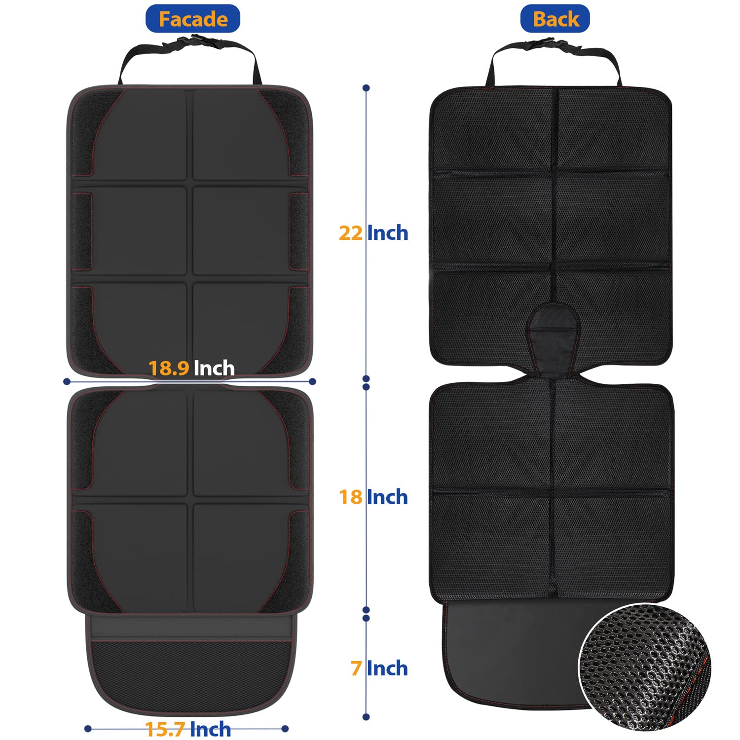 Gimars Car Seat Protector, 2 Pack, Waterproof 600D Fabric Carseat Protector Car Seat Cover for Child Car Seat with Nonslip Backing Mesh Pockets for Baby and Pet SUV Sedan Truck Leather Seats