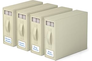 Dobyusf Bed Sheet Organizer,Foldable Sheet Organizer and Storage for Linen Closet,Organizing Bedding Container(Queen & King Size) (4 Pack, Ivory)