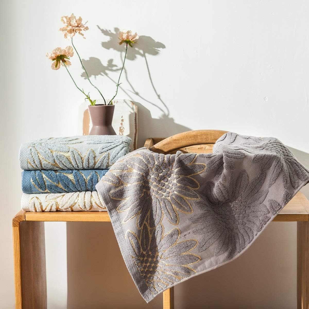 HAOD Hand Towels Set 4 Pack, Ultra Soft and Highly Absorbent Quick Dry Bath Towels (Sunflower, 37x18 inch): Kitchen & Dining