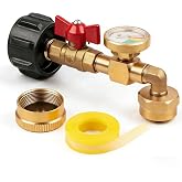 Siasky Upgraded Propane Refill Adapter 20lb to 1lb Converter, Design with Valve and Gauge, QCC1 Propane Refill Adapter 90-Degree Elbow, with ON/Off Control Fill 1 lb Tanks from 5-40 LB Propane Tank