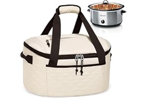 Luxja Oval Slow Cooker Carrying Bag Compatible with Crock Pot 6-8 Quart Slow Cooker, Insulated Travel Bag with Lid Fasten Str