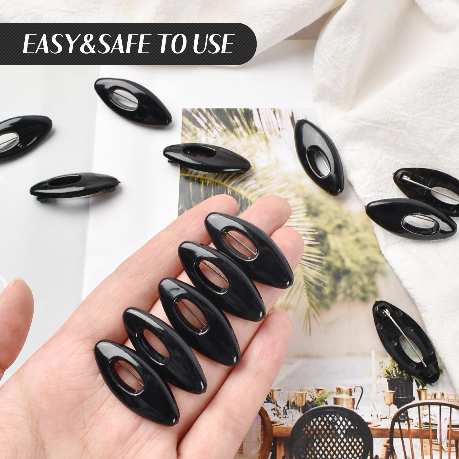 Black Scarf Safety Pins, Plastic Cover Pins Oval Safety Pin For Safety Locking Clothes Brooch Pins Scarf Clips Set of 30 Hanycon