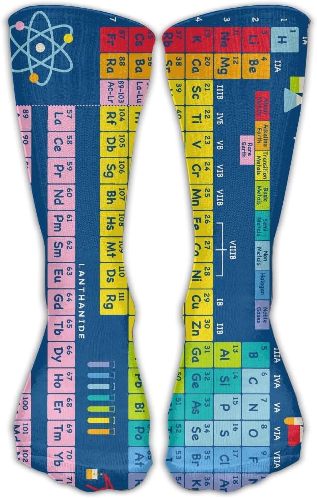 DaCrew Periodic Table Of Elements Unisex Novelty Crew Socks Ankle Dress Socks Fits Shoe Size 6-10