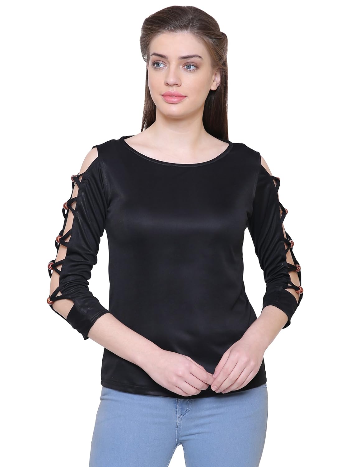 srw party 3/4th sleeve self design top for daily wear stylish casual and western wear women / girls top