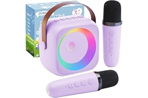 ZERFUN Mini Karaoke Machine for Kids Adults, Karaoke Microphone Wireless Microphones Rechargeable with Bluetooth Speaker, Girls Kids Birthday Christmas Toys Gifts Presents, Purple