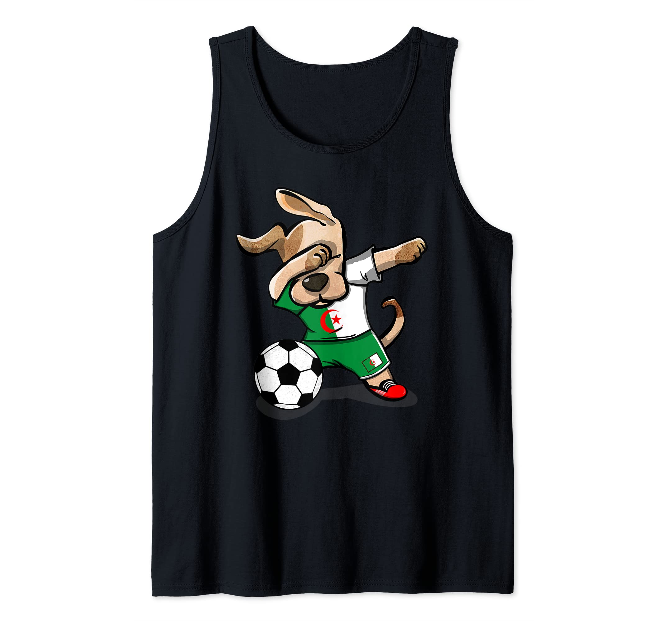 Dabbing Dog Algeria Soccer Fan Jersey Algerian Flag Football Tank Top