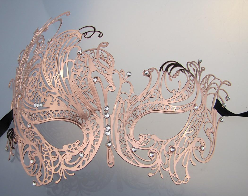 Coddsmz Masquerade Mask Halloween Mardi Gras Party Mask Metal for Lady Ball, Rose Gold - Image 4