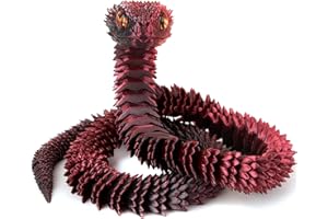 Memogizz 30 inch 3D Printed Snake, Year of The Snake 2025, Executive Desk Toys, Articulated Snake, Fidget Toys Gifts for Easter Adults (DarkRed)