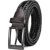 SAKIZITO Leather Braided Belts Men - 1 1/4“ Woven Stretch Belts for Men Casual Dress - Elastic & Exceptionally Durable