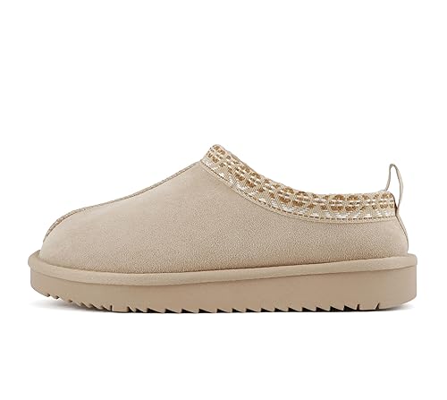 Soda “Ahead” ~ Women Round Toe Flatform Lug Sole Sherpa-lined Booties (Beige Imitation Suede, 9)