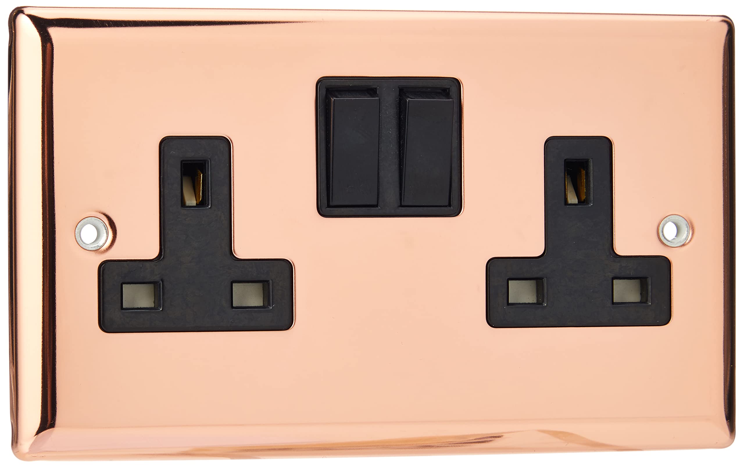 Varilight 2-Gang 13A Double Pole Switched Socket Polished Copper