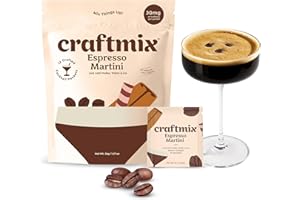 Craftmix Espresso Martini Cocktail & Mocktail Drink Mixer, Skinny Mixes - Water Flavoring Packets - Made With Real Coffee Bea