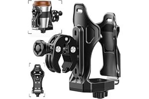 LOKTENWO Anti-Theft Motorcycle Cup Holder, Extra Large Adjustable Size Bike Water Bottle Holder for 1.95-3.6" Diameter Bottles, Bicycle Drink Cage for Handlebar & Frame Fit Scooter, Stroller, ATV