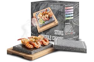 Artestia Double Cooking Stones Sizzling Hot Stone Set, Deluxe Tabletop Barbecue/BBQ/Hibachi/Steak Grill (Two Stone Deluxe Set