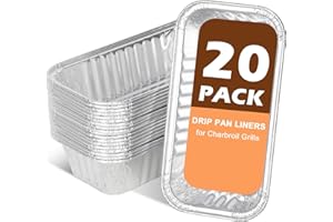 MOASKER 9328812P06 Drip Tray Liners for CharBroil G325-5703-W1 G416-0015-W1 Grease Pan, Aluminum Foil Grease Tray for CharBroil Performance 463365021 463448021 Grill Replacement Parts, 20 Pack